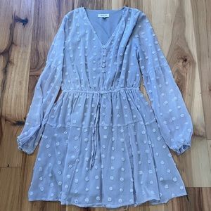 Purple polka dot long sleeve women’s dress